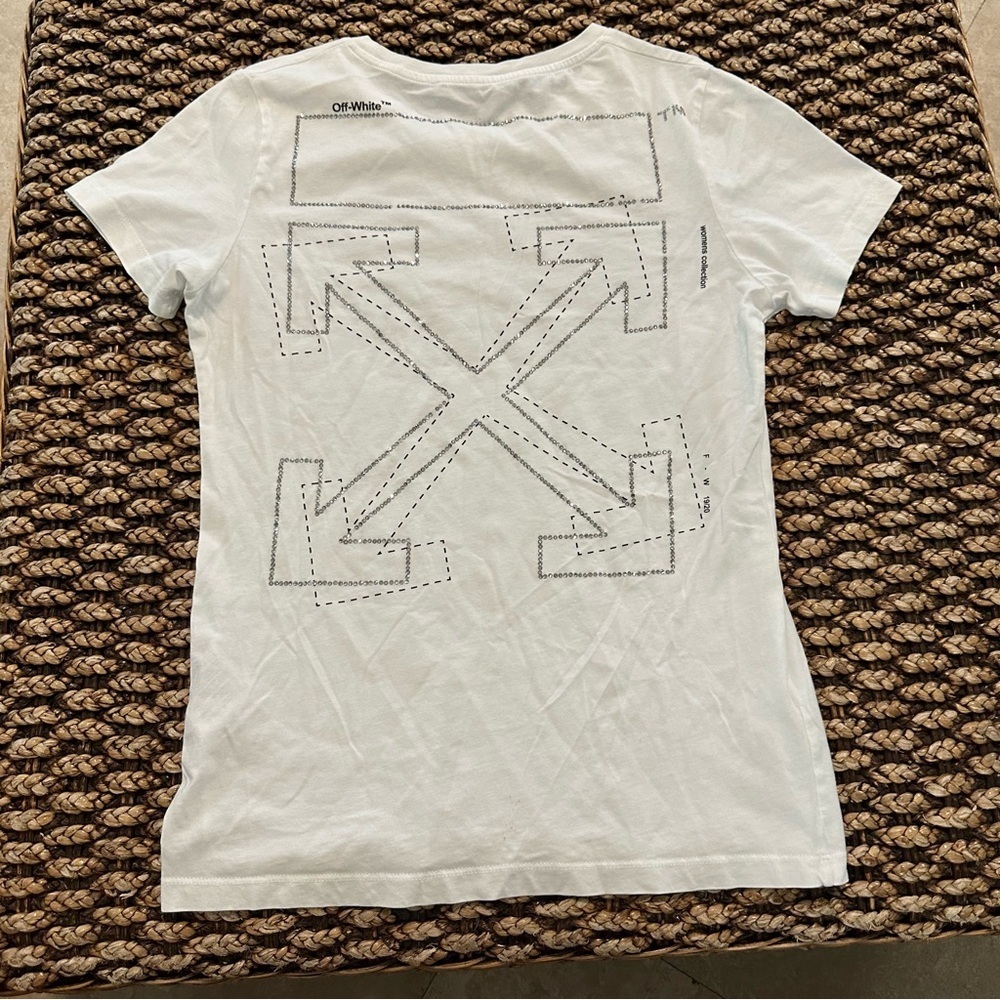 Off-White c/o Virgil Abloh Women's Rhinestone Arrow Logo T-Shirt White (T3)